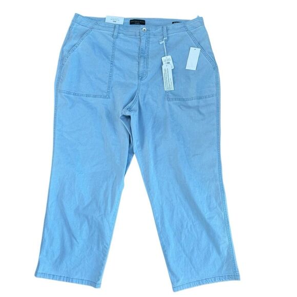 NWT Sanctuary Women's Vacation Crop High Rise Flare Leg Pants in Blue Size 18W - Picture 1 of 8